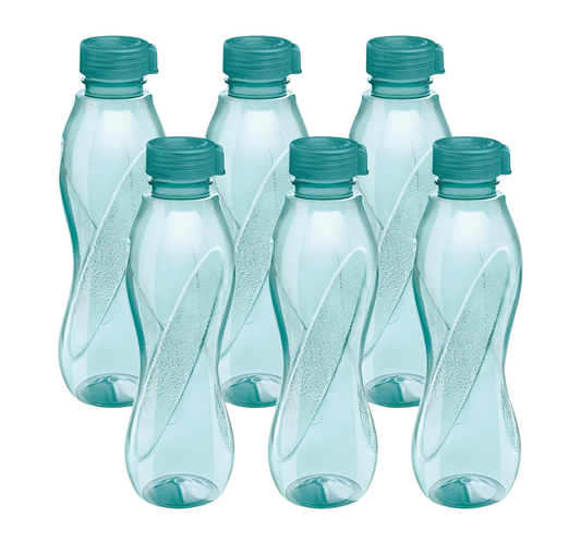 MILTON Oscar Pet Bottles Set With Contrasting Lid, 1 Ltr | Fridge Bottle | Set of 6