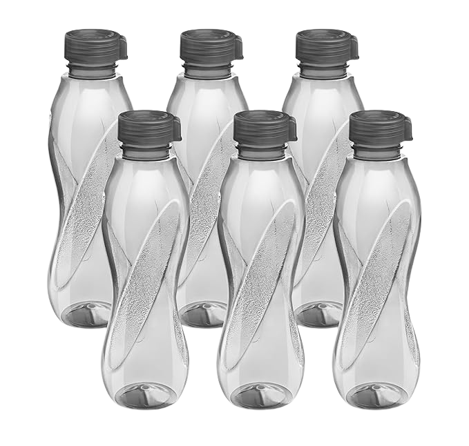 MILTON Oscar Pet Bottles Set With Contrasting Lid, 1 Ltr | Fridge Bottle | Set of 6