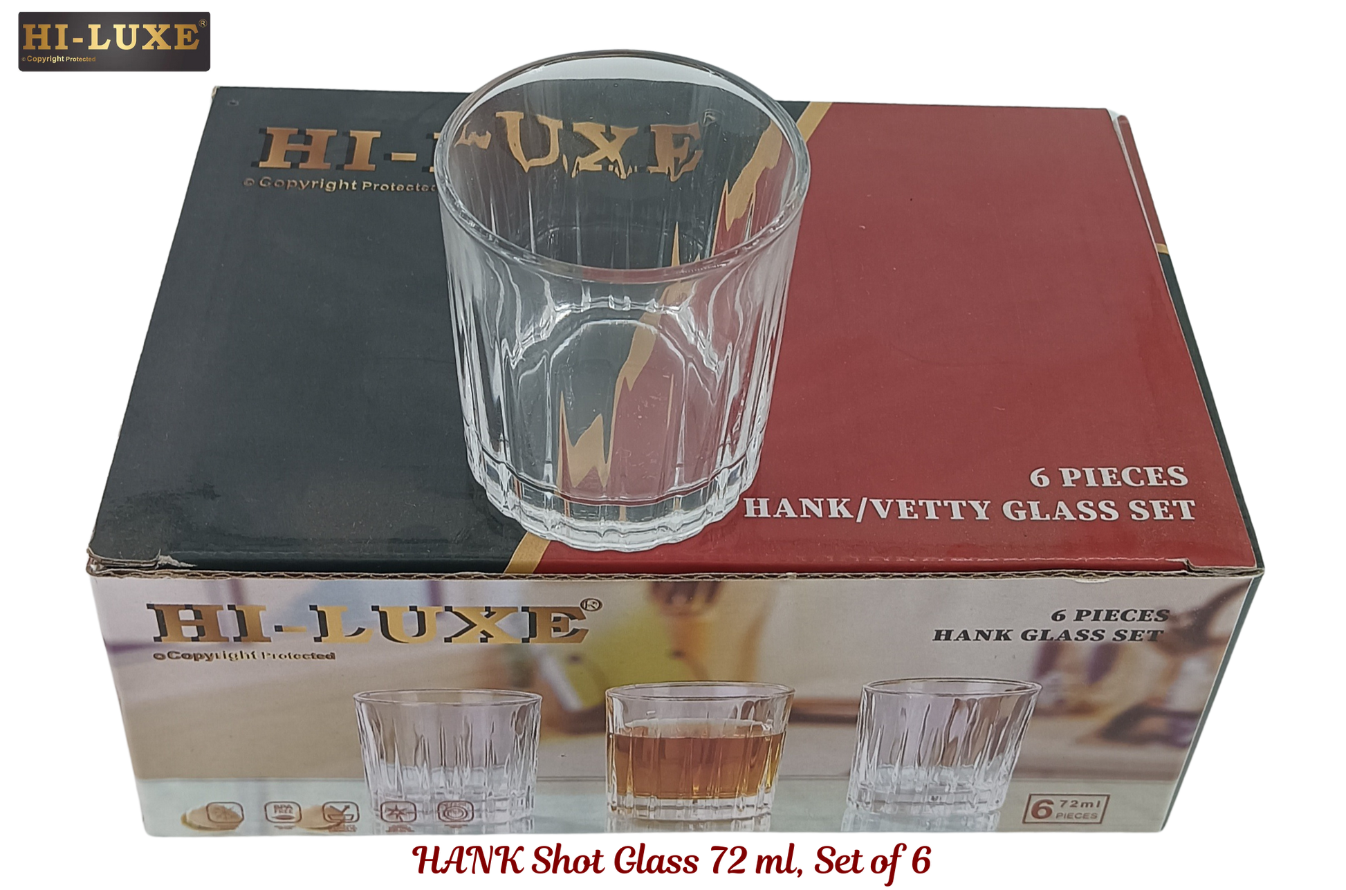 HILUXE Hank Shot Glass | 72 ml | Set of 6 | Crystal Clear - Premium glass tumblers from Hiluxe - Just Rs. 296! Shop now at Surana Sons