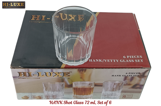 HILUXE Hank Shot Glass | 72 ml | Set of 6 | Crystal Clear - Premium glass tumblers from Hiluxe - Just Rs. 296! Shop now at Surana Sons