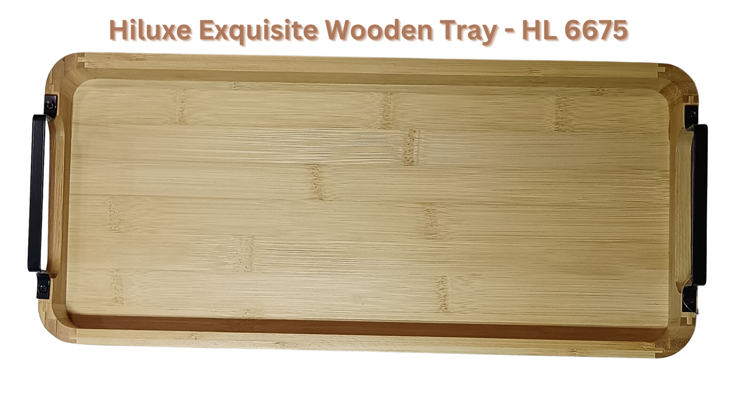 Hiluxe Exquisite Wooden Tray With Handle For Home | Ideal Gift - Premium Wooden Tray from Hiluxe - Just Rs. 850! Shop now at Surana Sons