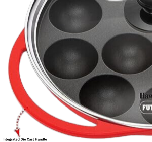 Hawkins Non Stick Appe Pan, Paniyarakkal  Pan, Litti Pan with Glass Lid, 12 Cups - Premium Non Stick Appam Patra with Glaas lid from Hawkins - Just Rs. 1170! Shop now at Surana Sons