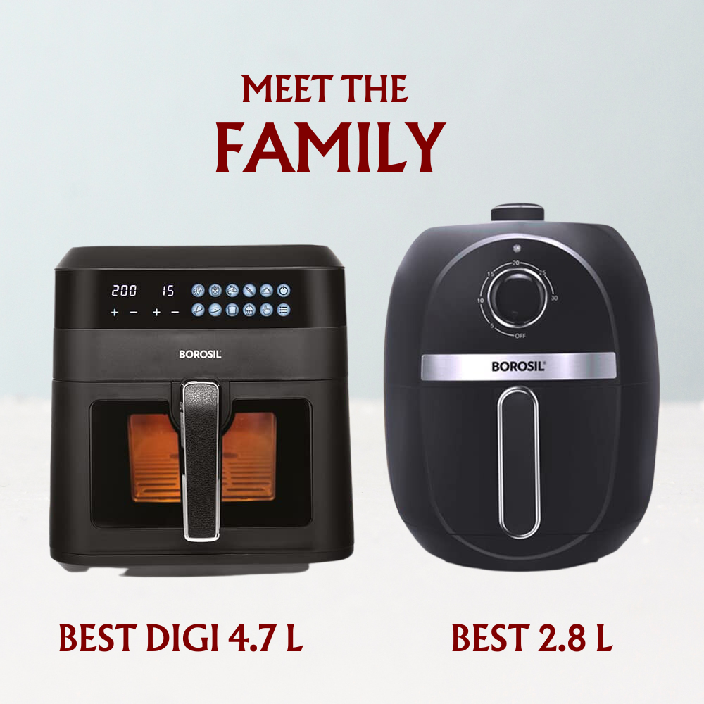 Borosil Best Digi Air Fryer, 4.7 Ltr, 8 in 1, Fry, Grill, Bake, Roast, Dehydrate, Toast & More - Premium Air Fryer from Borosil - Just Rs. 8993! Shop now at Surana Sons