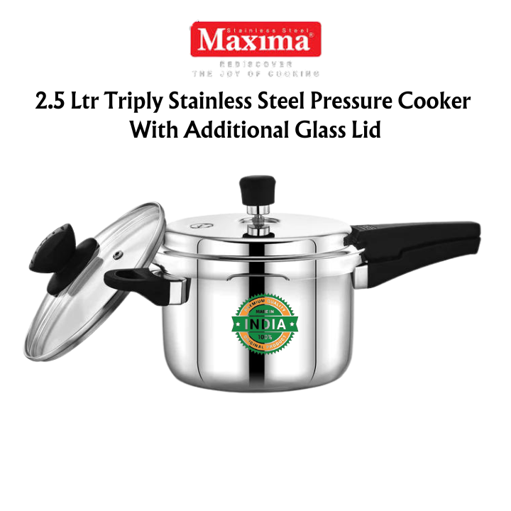 Maxima Triply Stainless Steel Outer Lid Sumo/Sumo Plus Pressure Cooker (Induction Friendly) - Premium ss triply pressure cookers from Maxima - Just Rs. 2186! Shop now at Surana Sons