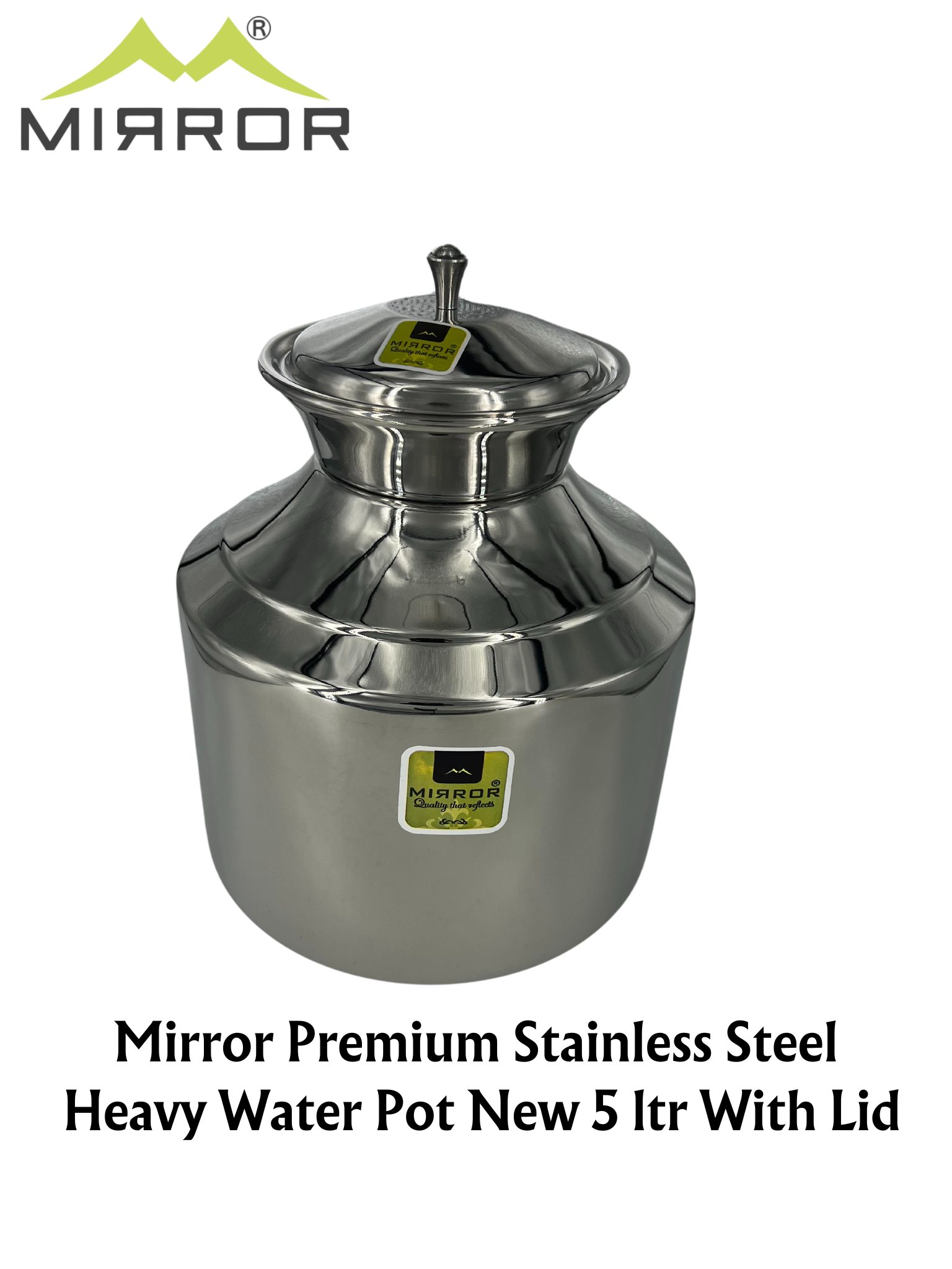 Mirror Premium Stainless Steel Heavy Water Pot | Super Shine | (Gundi) New 5 ltr With Lid, Without Tap - Premium Water Pot from Mirror - Just Rs. 1950! Shop now at Surana Sons