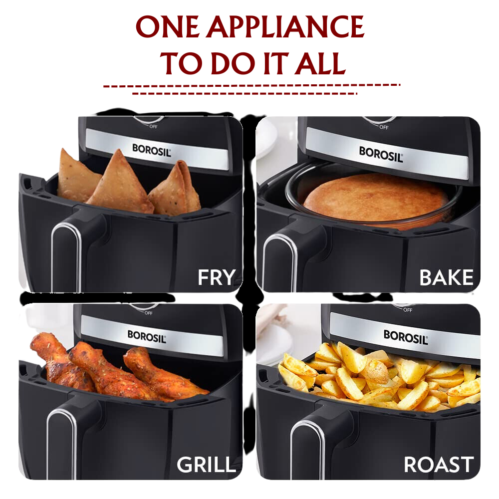 Borosil Best Air Fryer, 2.8 Ltr, 4 in 1, Fry, Grill, Bake & Roast - Premium Air Fryer from Borosil - Just Rs. 5990! Shop now at Surana Sons