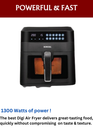 Borosil Best Digi Air Fryer, 4.7 Ltr, 8 in 1, Fry, Grill, Bake, Roast, Dehydrate, Toast & More - Premium Air Fryer from Borosil - Just Rs. 8993! Shop now at Surana Sons