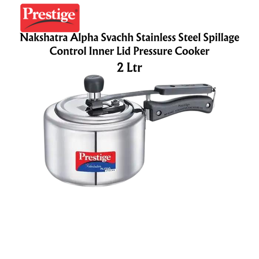 Prestige Nakshatra Alpha Svachh Stainless Steel Spillage Control Inner Lid Pressure Cooker - Premium SS pressure cooker from Prestige - Just Rs. 2189! Shop now at Surana Sons