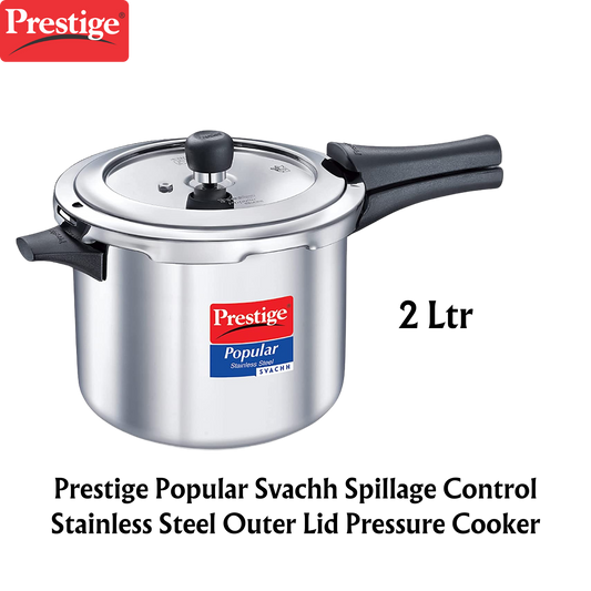 Prestige Popular Svachh Spillage Control Stainless Steel Outer Lid Pressure Cooker - Premium SS pressure cooker from Prestige - Just Rs. 1802! Shop now at Surana Sons