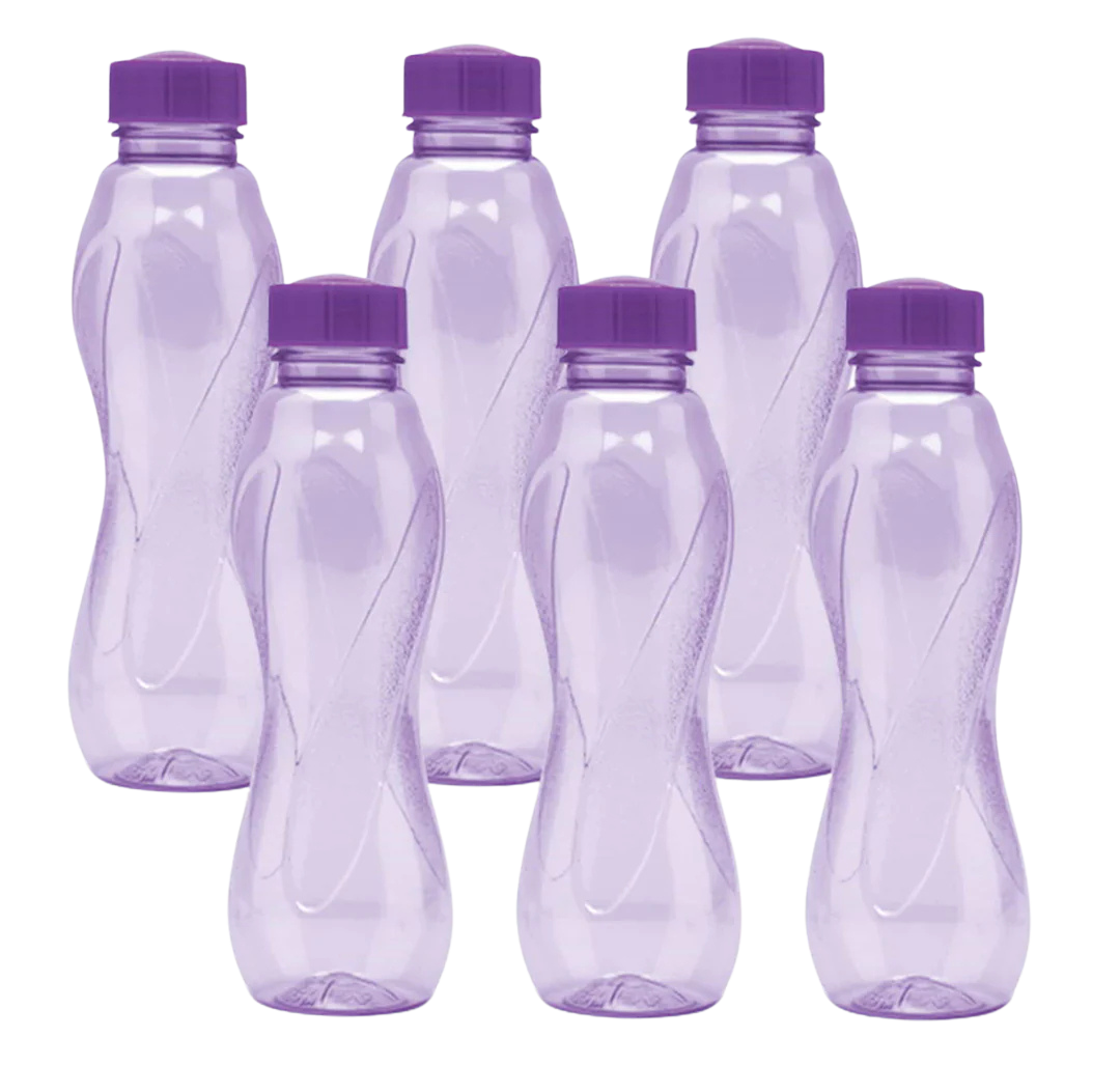 MILTON Oscar Pet Bottles Set With Contrasting Lid, 1 Ltr | Fridge Bottle | Set of 6