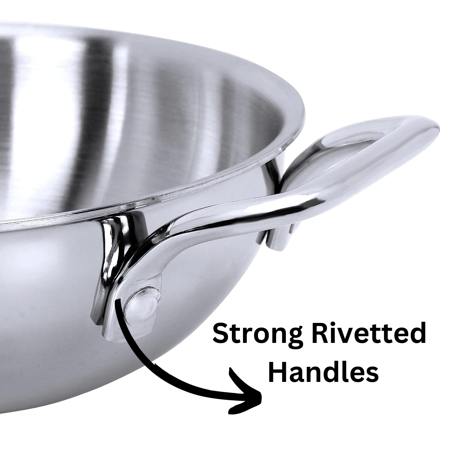 Bhalaria Food Grade Stainless Steel Triply Kadhai with Lid & Handle - 18 Cm, 1 Ltr (Induction and Dishwasher Compatible) - Premium  from Bhalaria - Just Rs. 1599! Shop now at Surana Sons