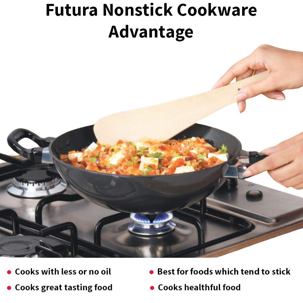 Hawkins Futura Round Bottom Nonstick Kadhai | Deep Fry Pan | 4 Ltr with SS lid (Black) CODE:NK40S - Premium Nonstick pan kadhai from hawkins futura - Just Rs. 2048! Shop now at Surana Sons