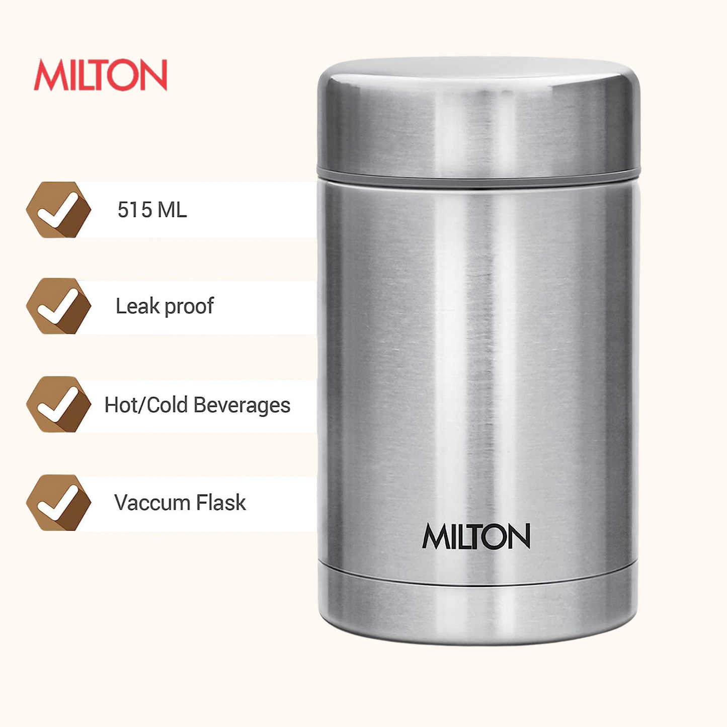 Milton CRUET - THERMOSTEEL SOUP FLASK 550 | Actual Capacity 515 ML | - Premium SS Thermos from Milton - Just Rs. 899! Shop now at Surana Sons