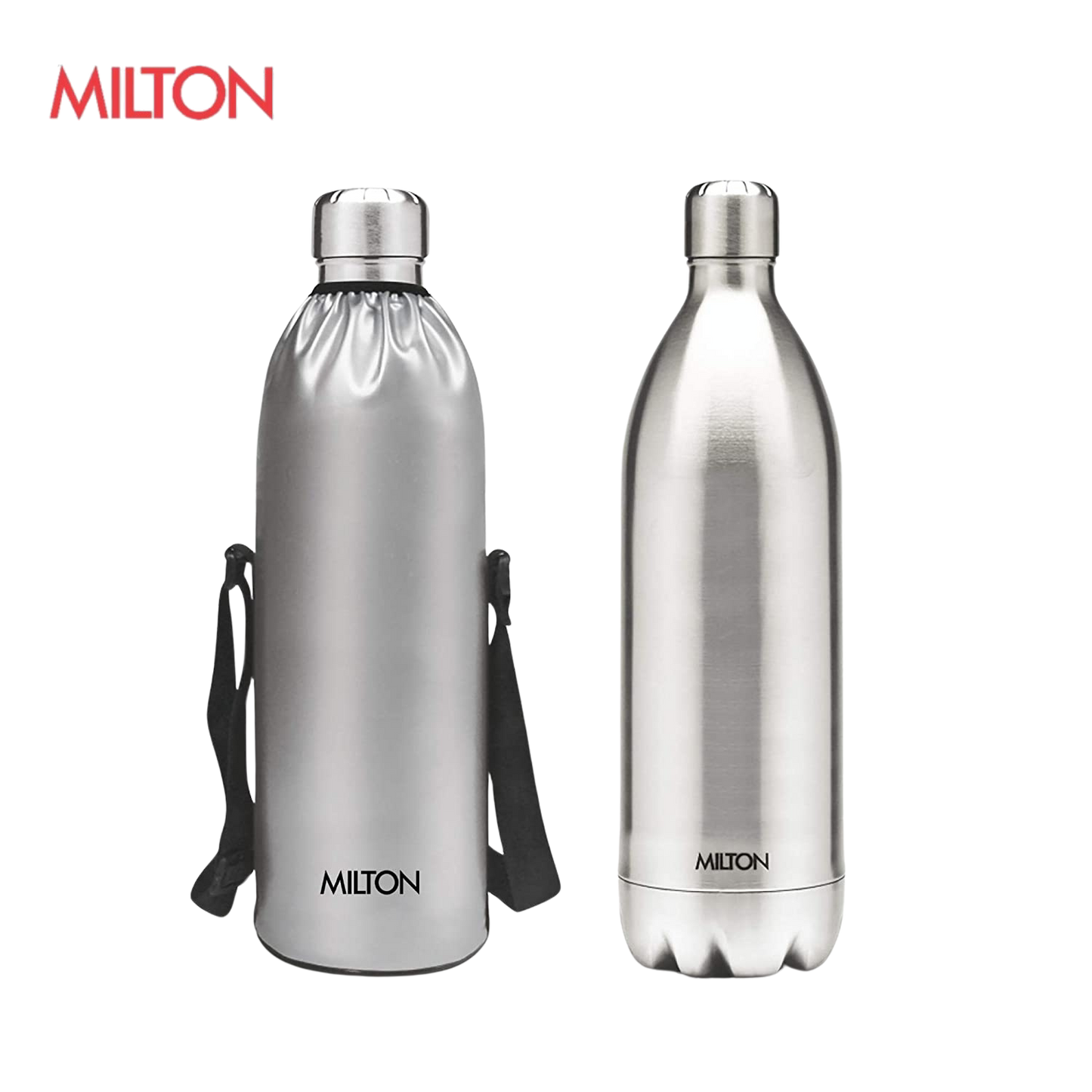 Milton Duo DLX 1500 Thermosteel 24 Hours Hot and Cold Water Bottle with Bag, 1 Piece, 1.5 Litre, Silver | Leak Proof - Premium Hot & Cold Steel Vacuum Bottles from Milton - Just Rs. 1699! Shop now at Surana Sons