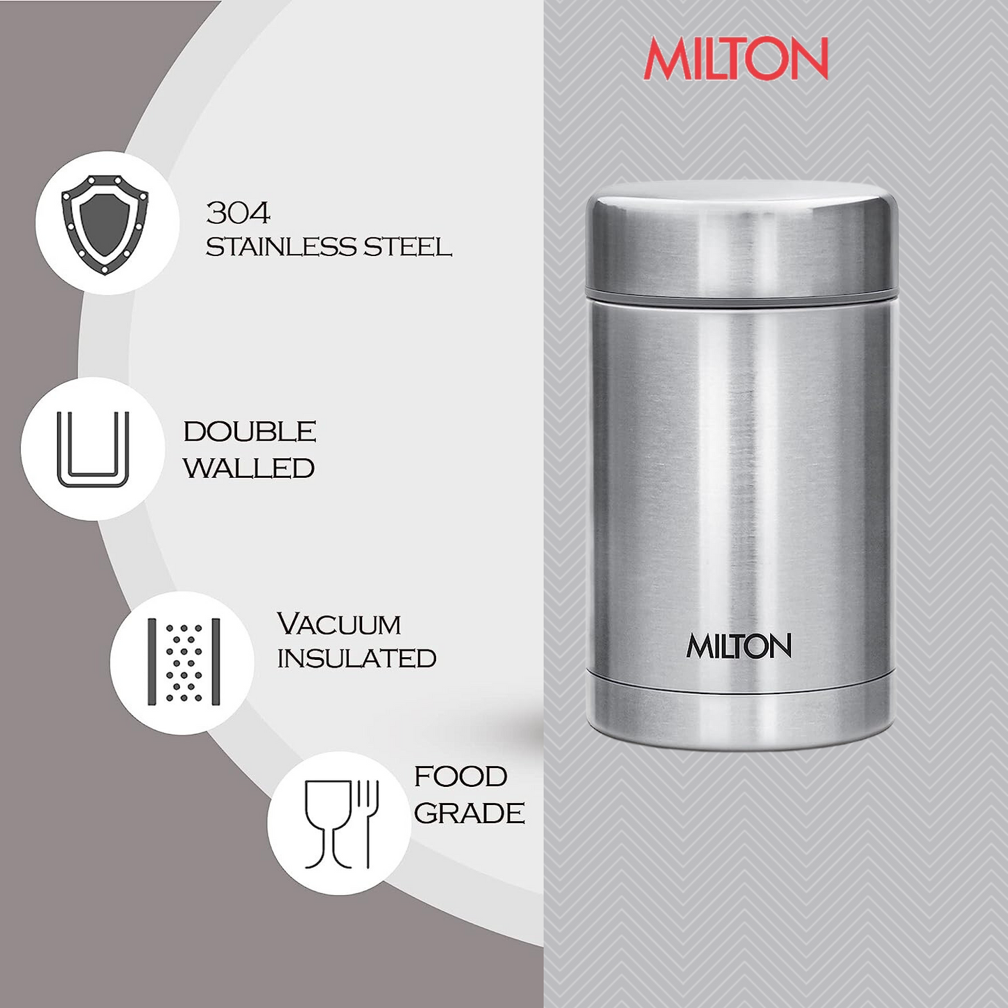 Milton CRUET - THERMOSTEEL SOUP FLASK 550 | Actual Capacity 515 ML | - Premium SS Thermos from Milton - Just Rs. 899! Shop now at Surana Sons