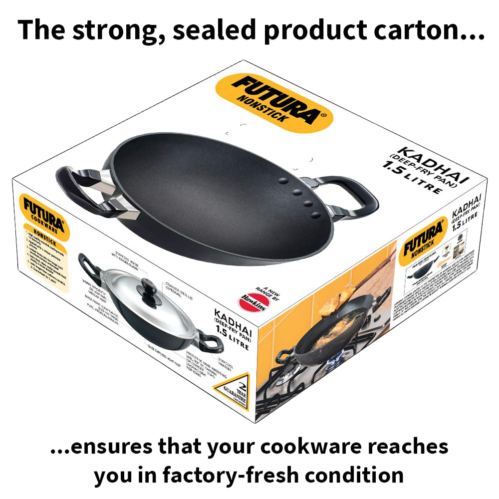 Hawkins Futura Deep-Fry Pan (Round Bottom) 1.5 Litre | Kadhai - Premium Nonstick pan kadhai from Hawkins Futura - Just Rs. 1013! Shop now at Surana Sons