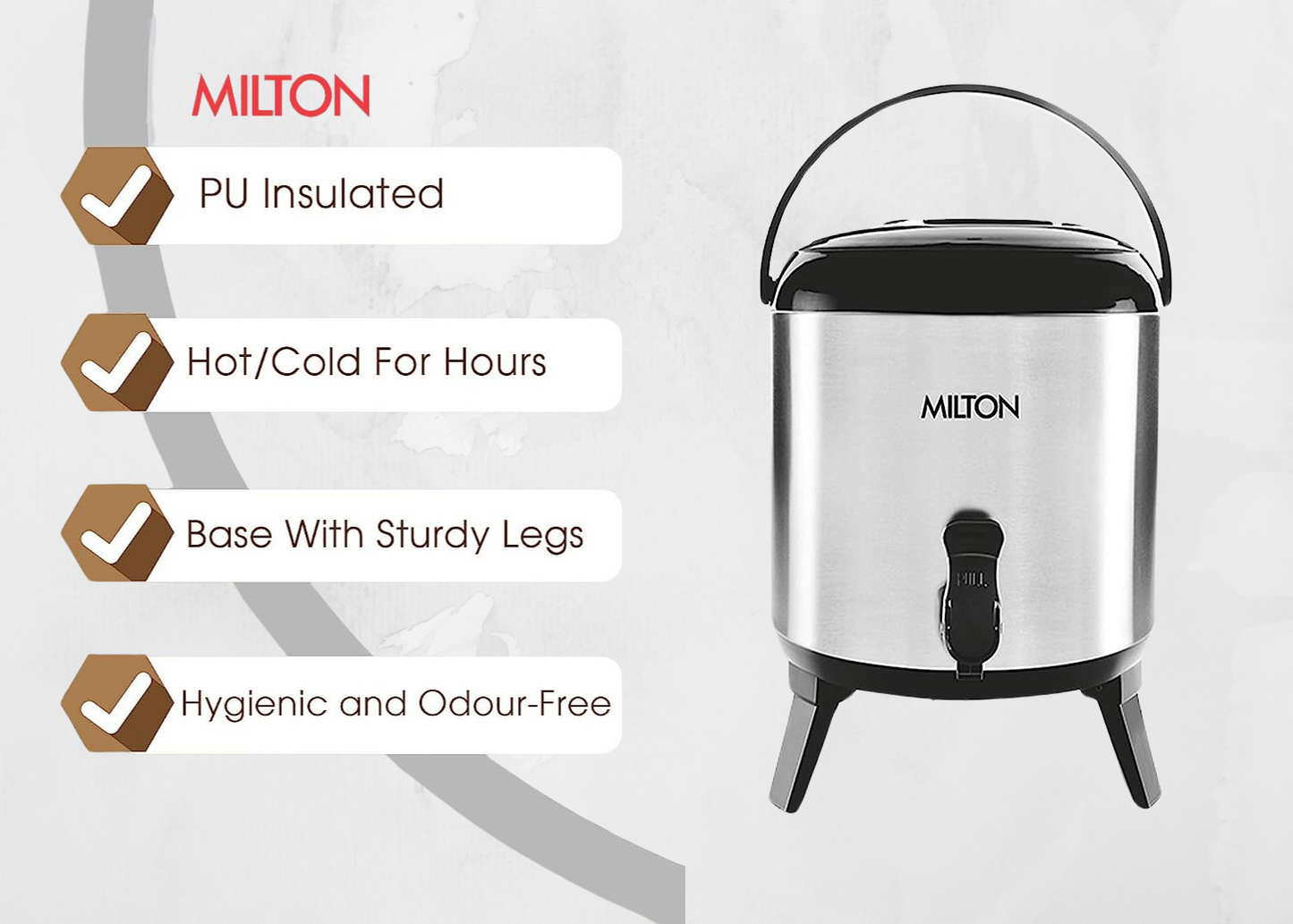 Milton Stellar 3 Thermosteel Water Jug, 2.8 Litres, Silver, Black/Grey - Premium SS Water Jugs Containers Storage from Milton - Just Rs. 1150! Shop now at Surana Sons