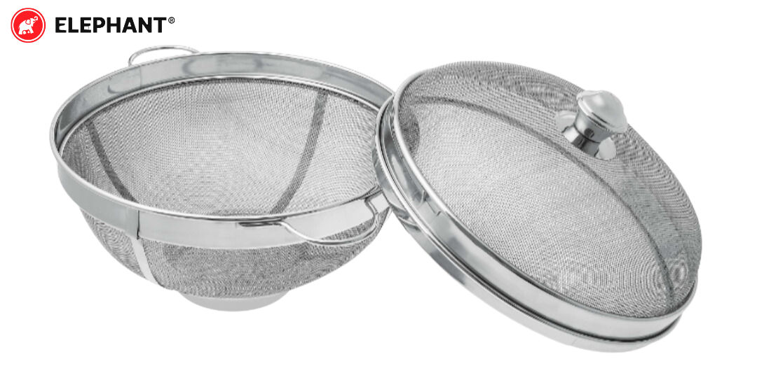 Elephant Stainless Steel Fruit, Vegetable & Multipurpose Basket with Lid (With Knob) - Premium SS Fruit Basket With Lid from Elephant - Just Rs. 699! Shop now at Surana Sons