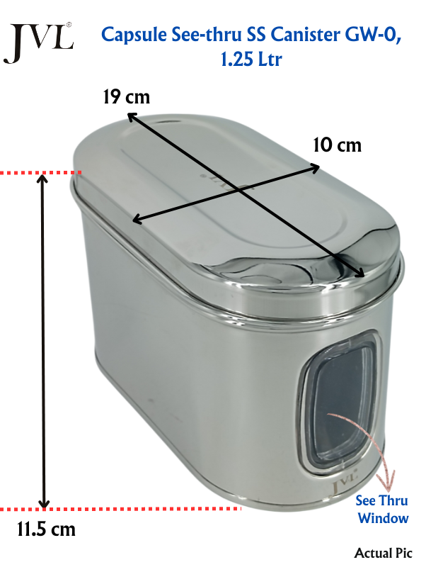 JVL Premium Stainless Steel Kitchen Food Storage Capsule Shape Galaxy Window Canister with SS Lid for Dry items Storage - Premium Storage Jar from JVL - Just Rs. 799! Shop now at Surana Sons