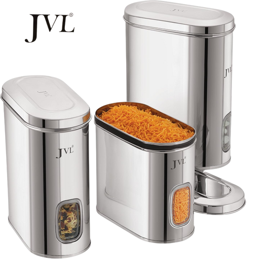 JVL Premium Stainless Steel Kitchen Food Storage Capsule Shape Galaxy Window Canister with SS Lid for Dry items Storage - Premium Storage Jar from JVL - Just Rs. 799! Shop now at Surana Sons