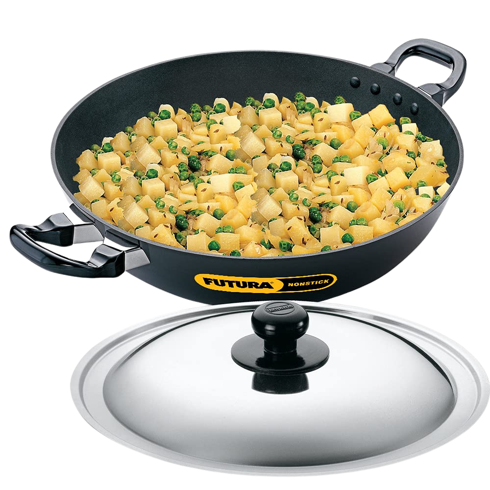 Hawkins Futura Round Bottom Nonstick Kadhai | Deep Fry Pan | 4 Ltr with SS lid (Black) CODE:NK40S - Premium Nonstick pan kadhai from hawkins futura - Just Rs. 2048! Shop now at Surana Sons