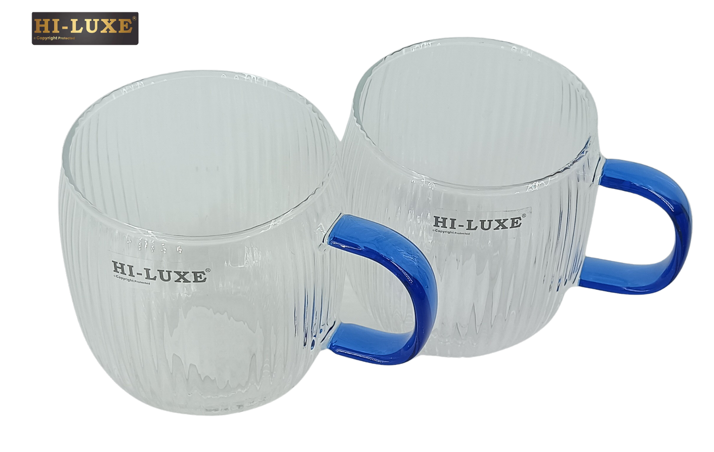 HILUXE Sango Mug Borosilicate | Set of 2 | Juice | Coffee | Tea | Gift Pack