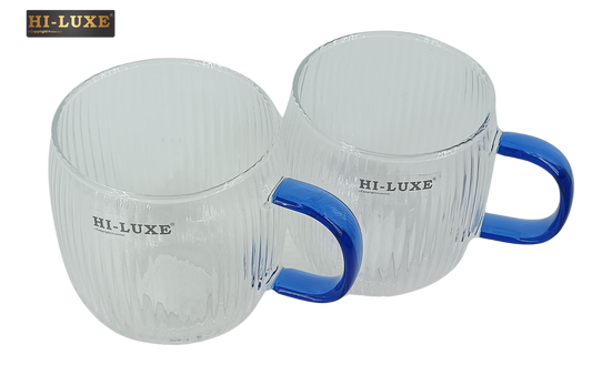 HILUXE Sango Mug Borosilicate | Set of 2 | Juice | Coffee | Tea | Gift Pack