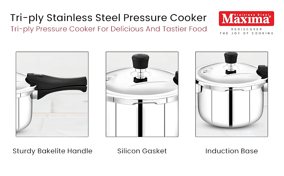 Maxima Triply SS Sumo Prime Pressure Cooker (Induction Friendly) - Premium SS pressure cooker from Maxima - Just Rs. 2796! Shop now at Surana Sons