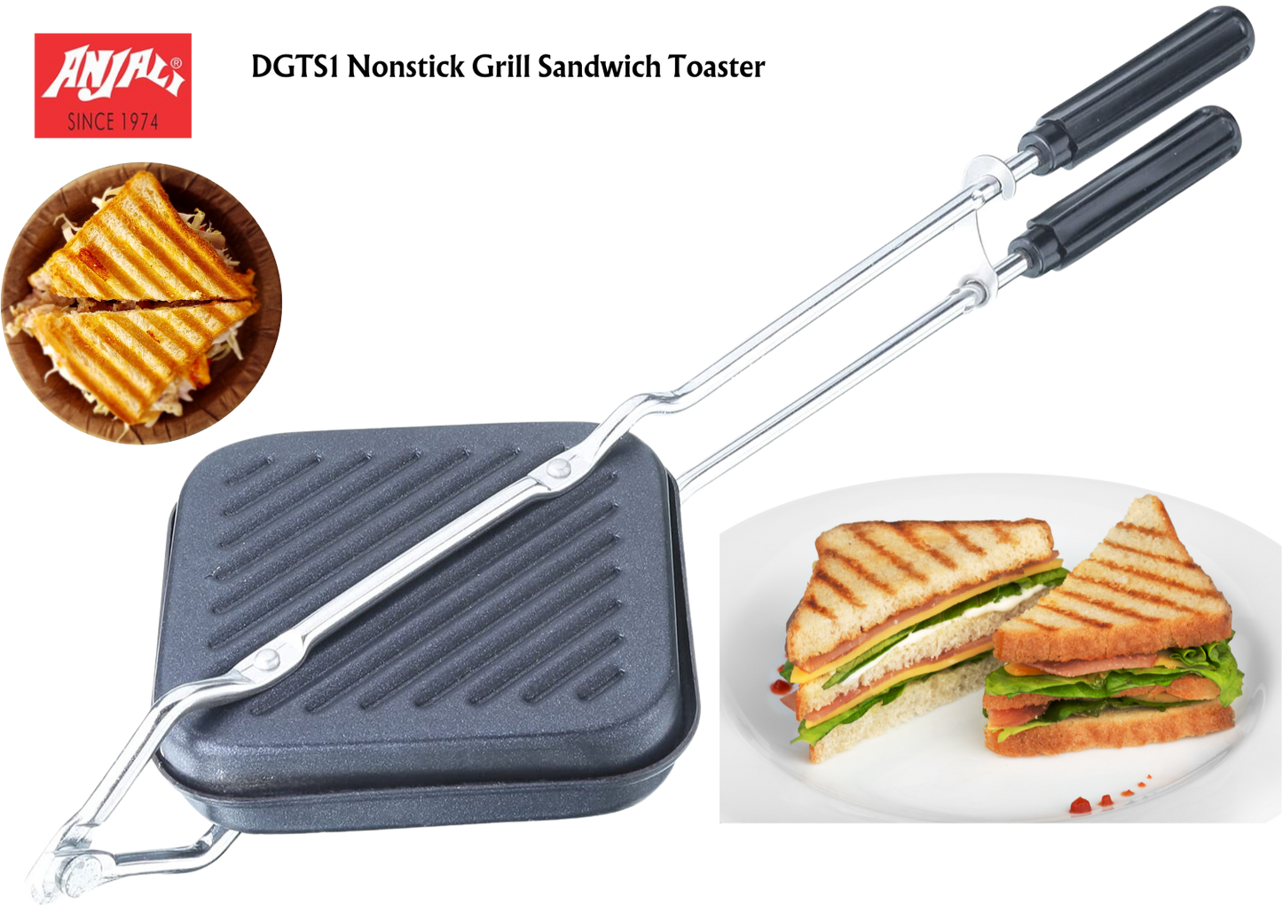 ANJALI DGTS1 Nonstick Grill Sandwich Toaster - Premium Grill Sandwich Maker from Anjali - Just Rs. 399! Shop now at Surana Sons