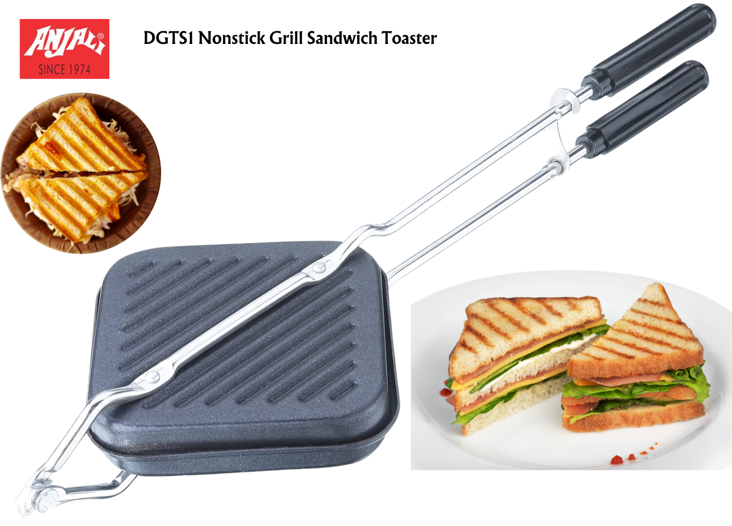 ANJALI DGTS1 Nonstick Grill Sandwich Toaster - Premium Grill Sandwich Maker from Anjali - Just Rs. 399! Shop now at Surana Sons