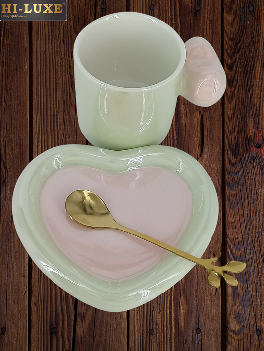 HILUXE 1 PC Unique Porcelain Cup & Saucer Set With Spoon | Gifting - Premium Cup & Saucer from Hiluxe - Just Rs. 595! Shop now at Surana Sons