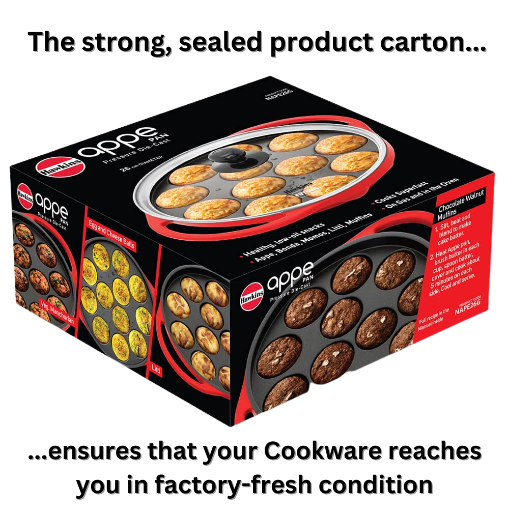 Hawkins Non Stick Appe Pan, Paniyarakkal  Pan, Litti Pan with Glass Lid, 12 Cups - Premium Non Stick Appam Patra with Glaas lid from Hawkins - Just Rs. 1170! Shop now at Surana Sons