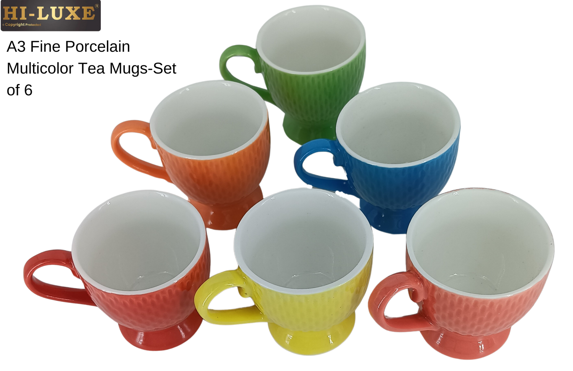 HILUXE Fine Ceramic A6 Multicolor Trendy Tea Mugs | Set of 6 - Premium Tea Mug from Hiluxe - Just Rs. 499! Shop now at Surana Sons