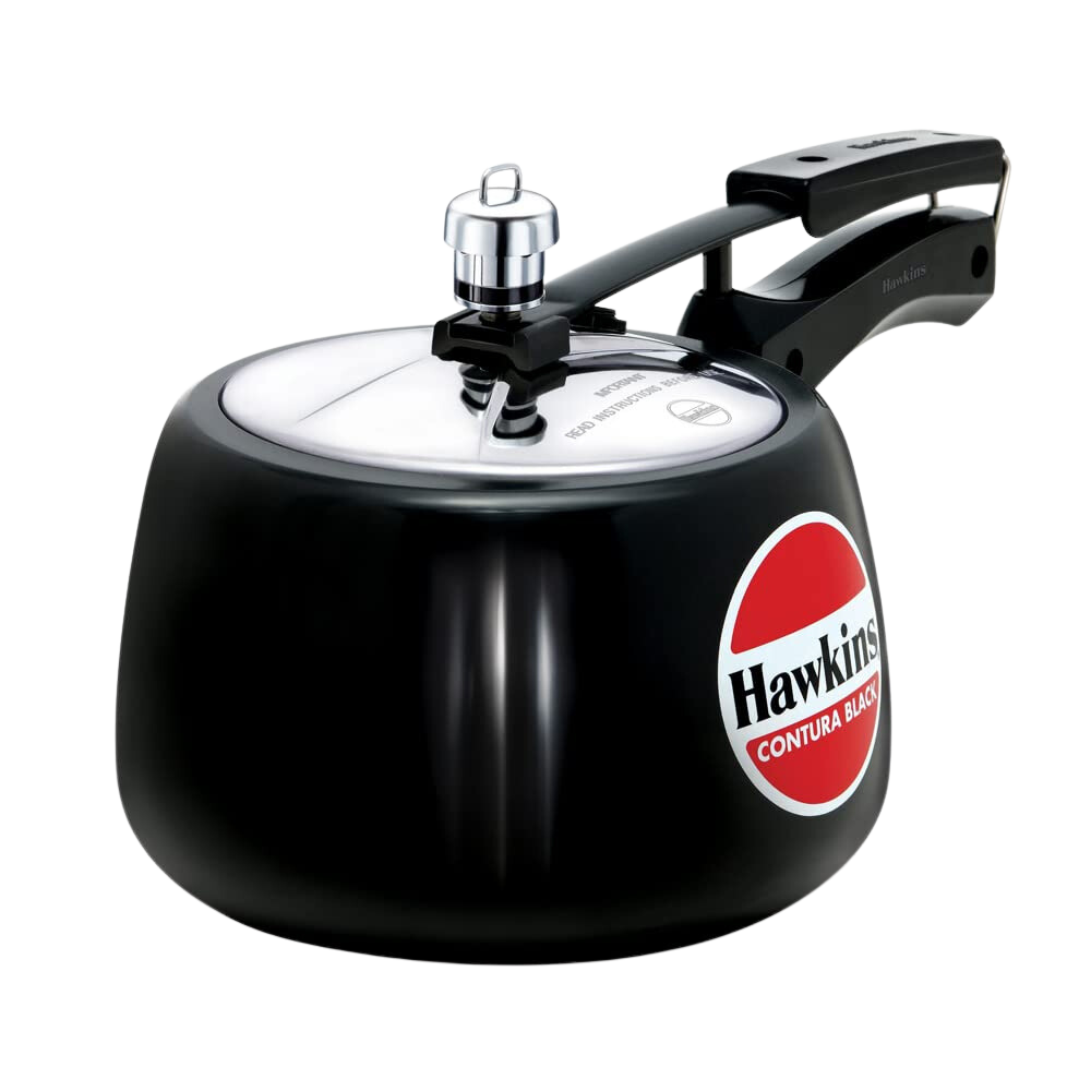 Hawkins Contura Black Hard Anodized Pressure Cooker | Stainless Steel Inner Lid - Premium hard anodised pressure cooker from hawkins - Just Rs. 1463! Shop now at Surana Sons