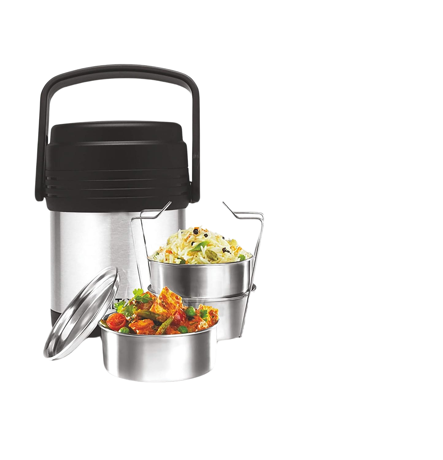 Milton Thermosteel Hot Meal 3 Lunch Box 3 Containers | Vacuum Insulated Hot Tiffin | With Bag | Silver - Premium SS Hot Tiffin from Milton - Just Rs. 1608! Shop now at Surana Sons