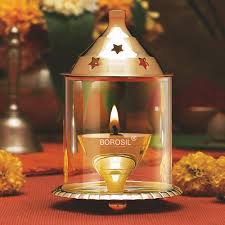 Borosil Akhand Diya, Brass | Exquisite Design | Ideal for Pooja Place | Gifting - Premium Brass Diya from borosil - Just Rs. 518! Shop now at Surana Sons